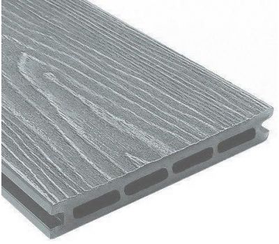 Террасная доска ДПК универсальная шовная с тиснением Серый от производителя Holzhof по цене 354 р Террасная доска ДПК универсальная шовная с тиснением Серый от производителя Holzhof по цене 354 р